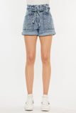 Kancan Ultra High Rise Paperbag Denim Shorts Trendsi