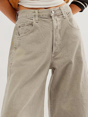 Raw Hem Wide Leg Jeans with Pockets - Trendsi