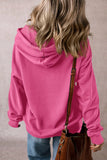 Drawstring Dropped Shoulder Long Sleeve Hoodie - Trendsi