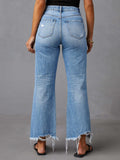 Distressed Raw Hem Jeans with Pockets Trendsi