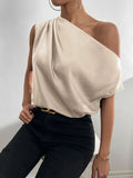 Ruched Single Shoulder Blouse - Flyclothing LLC