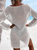 Openwork Tie Neck Cover-Up - Flyclothing LLC