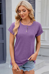 Round Neck Short Sleeve T-Shirt Trendsi