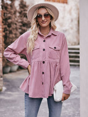 Mandy Collared Neck Long Sleeve Shirt - Trendsi