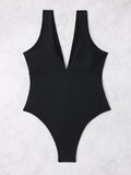 Plunge Wide Strap One-Piece Swimwear Trendsi