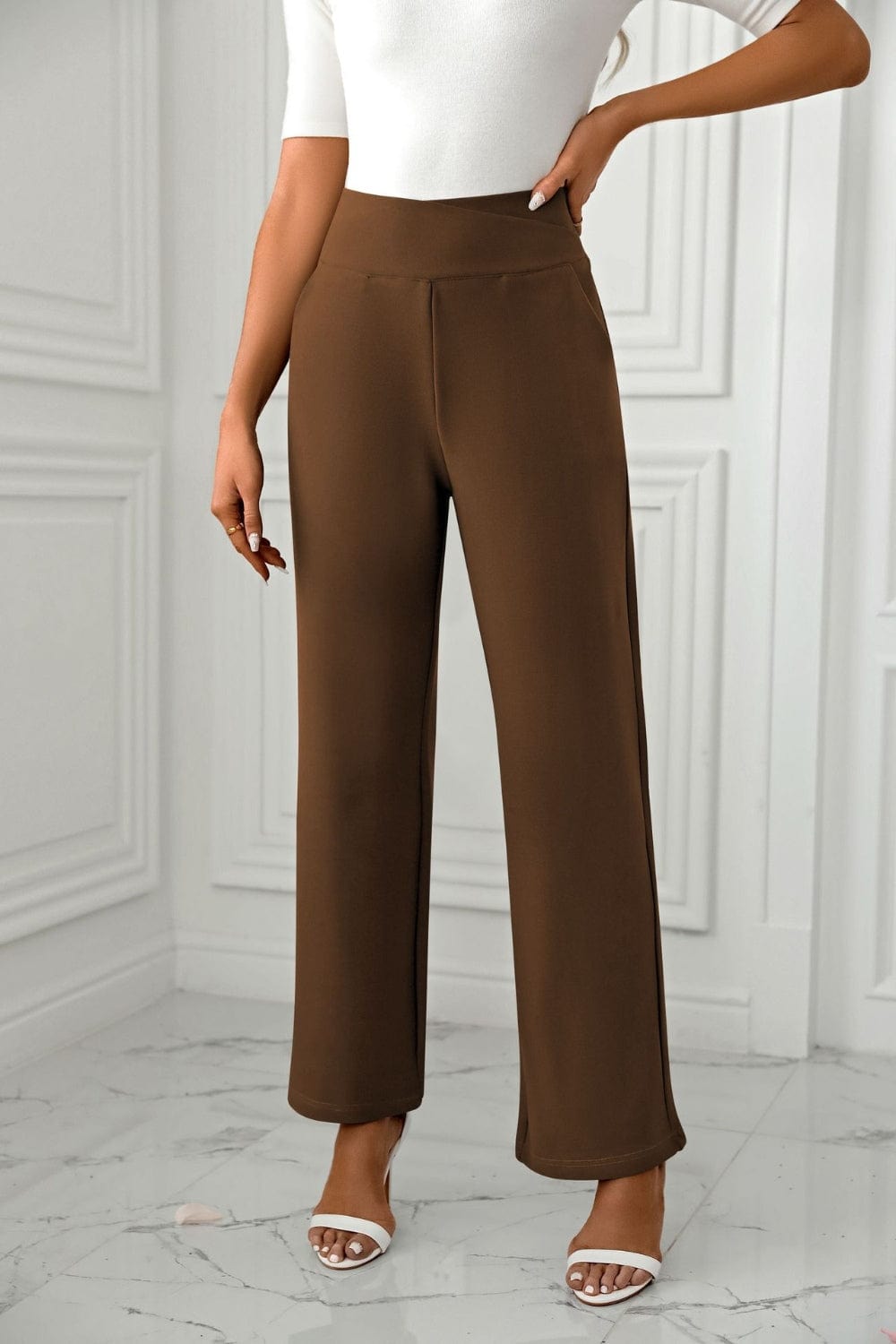 High Waist Straight Leg Pants - Trendsi