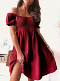 Full Size Ruffled Off-Shoulder Short Sleeve Dress Trendsi