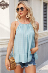 Tied Ruffled Round Neck Cami