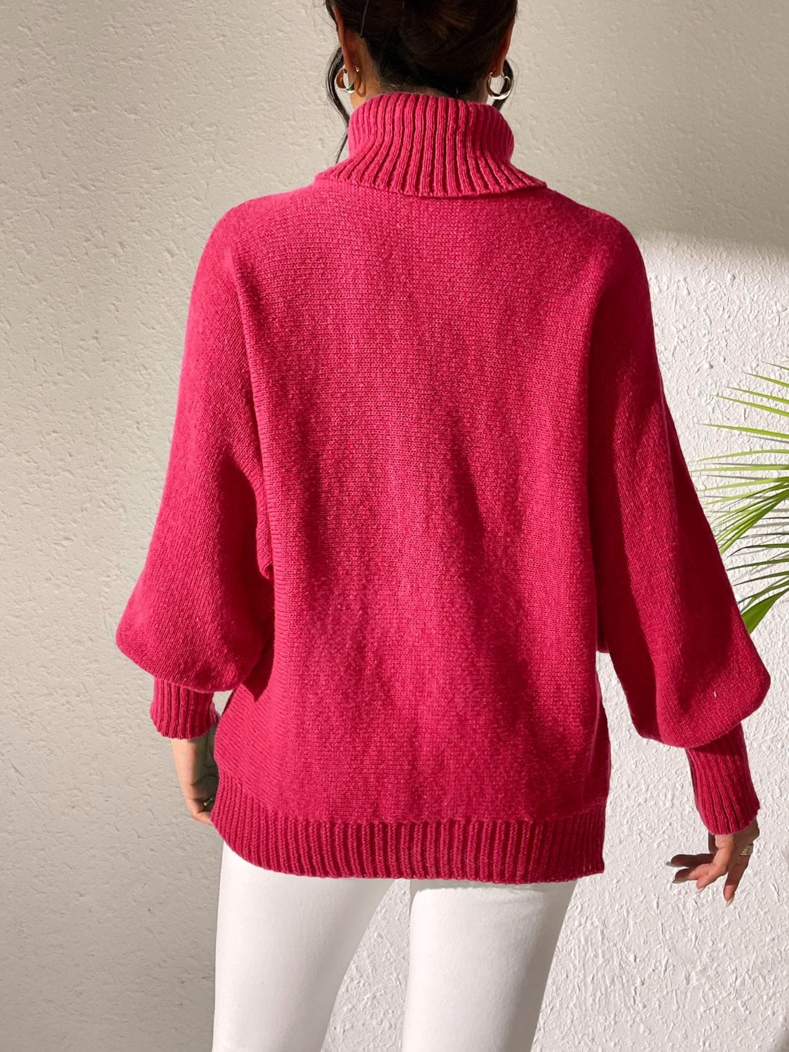 Heart Turtleneck Long Sleeve Sweater - Trendsi