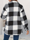 Plaid Button Up Long Sleeve Fuzzy Outerwear