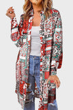 Printed Button Up Long Sleeve Cardigan