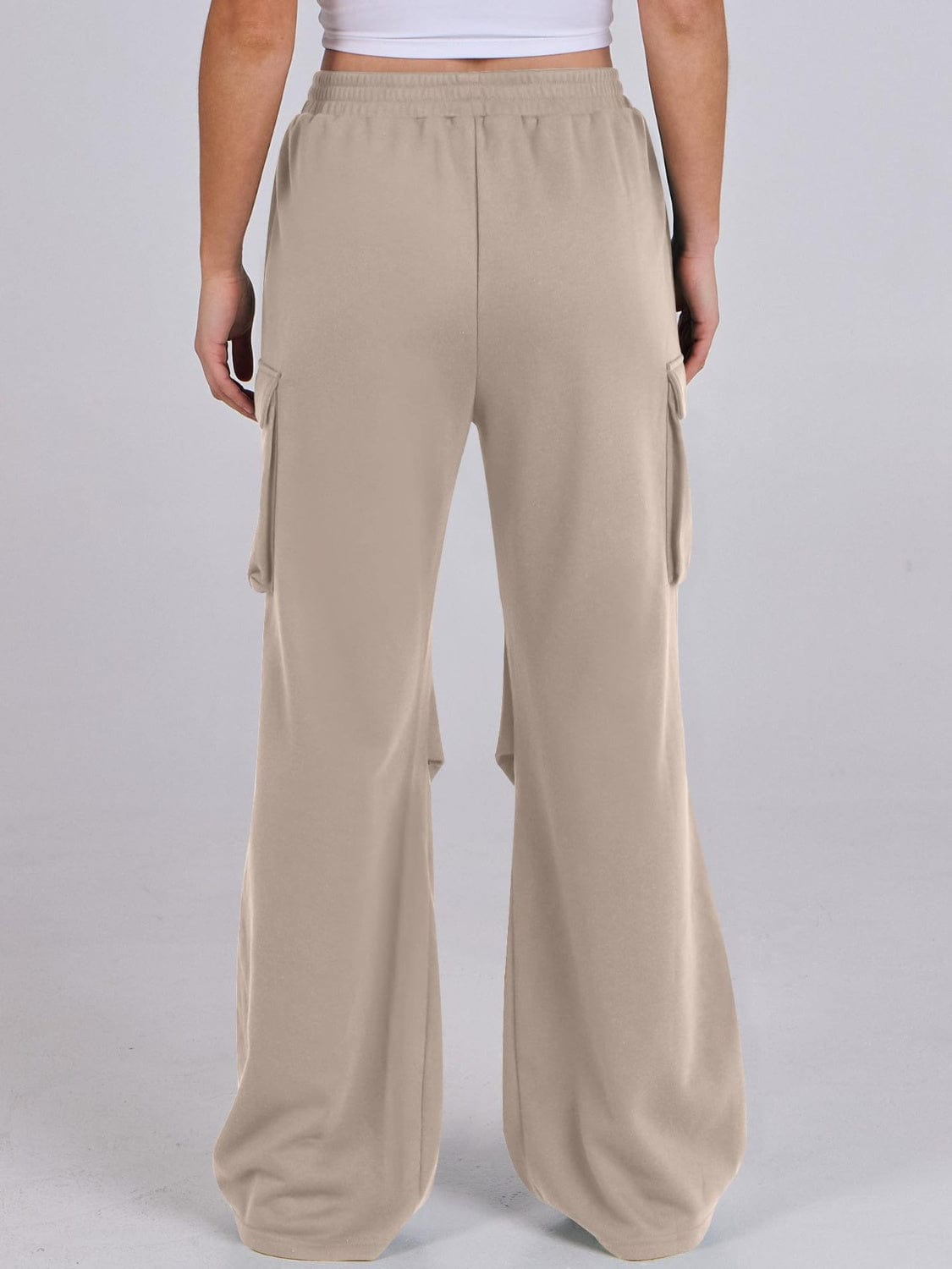 Elastic Waist Wide Leg Pants with Pockets - Trendsi