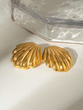 18K Gold-Plated Stainless Steel Shell Stud Earrings - Trendsi