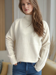 Solid Color Turtleneck Long Sleeve Sweater