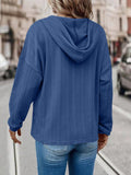 Drawstring Dropped Shoulder Long Sleeve Hoodie - Trendsi