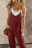 Pocketed Spaghetti Strap Wide Leg Jumpsuit - Flyclothing LLC