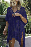 Cutout V-Neck Cover-Up with Tassel - Flyclothing LLC