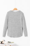 Decorative Button Round Neck Long Sleeve Top - Flyclothing LLC