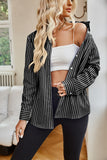 Striped Button Up Long Sleeve Shirt Trendsi