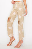 RISEN Full Size High Rise Star Printed Frayed Hem Jeans - Trendsi