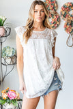 Heimish Full Size Round Neck Cap Sleeve Lace Top - Flyclothing LLC