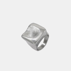 Titanium Steel Fingerprint Signet Ring Trendsi