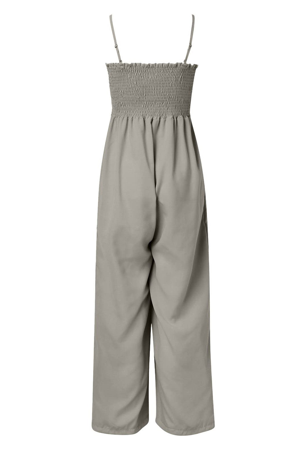 Smocked Spaghetti Strap Wide Leg Jumpsuit - Flyclothing LLC