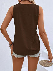 Full Size Decorative Button V-Neck Tank Trendsi