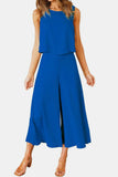 Round Neck Top and Wide Leg Pants Set - Trendsi