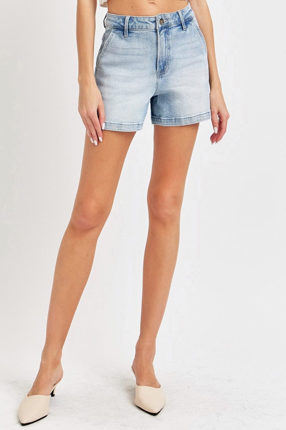 Risen Full Size High Rise Denim Shorts - Trendsi