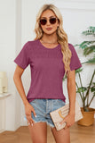 Ruched Round Neck Short Sleeve T-Shirt Trendsi