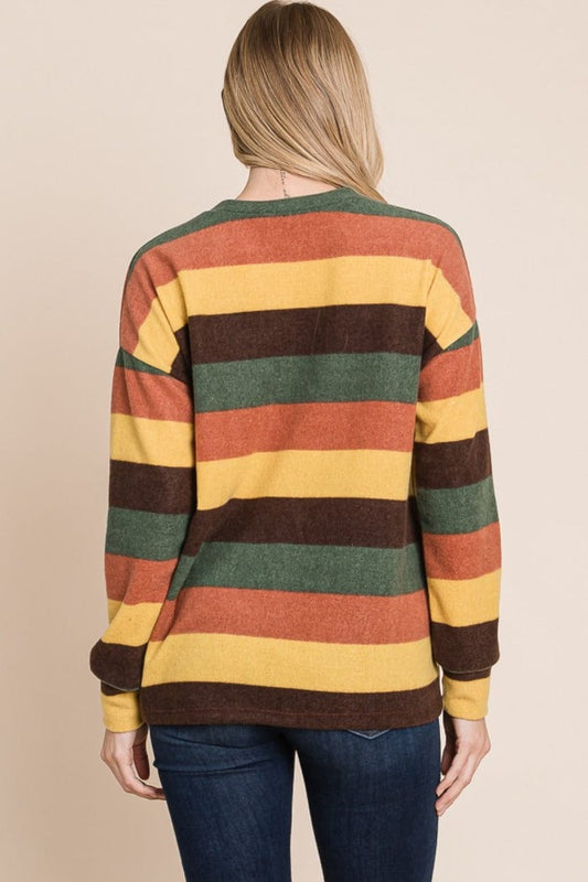 BOMBOM Multi-Color Striped Knit Top - Trendsi