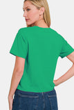 Zenana Round Neck Short Sleeve Cropped T-Shirt Trendsi