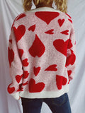 Heart Round Neck Long Sleeve Sweater - Trendsi