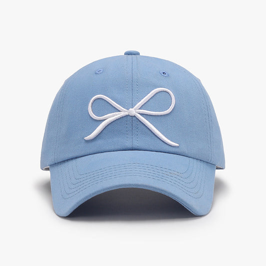 Bow Embroidered Cotton Baseball Cap Trendsi