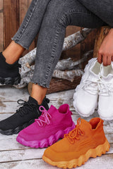 Mesh Lace-Up Round Toe Athletic - Trendsi