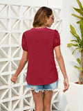 Swiss Dot Lace Detail V-Neck Blouse - Flyclothing LLC