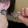Alloy Rhinestone Flower Stud Earrings