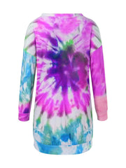 Full Size Tie-Dye Round Neck Long Sleeve Dress - Trendsi