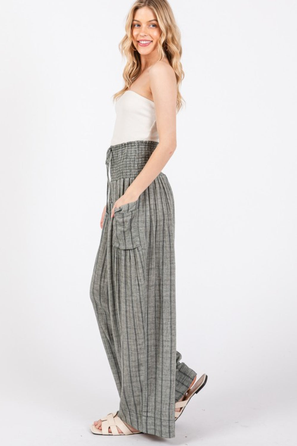 SAGE + FIG Cotton Gauze Wash Stripe Pants Trendsi