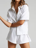 Texture Button Up Shirt and Shorts Set - Flyclothing LLC