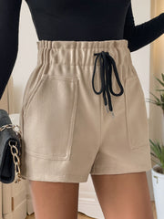 Perfee Frill Drawstring Shorts with Pockets