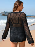 Heart Openwork Long Sleeve Cover-Up - Flyclothing LLC