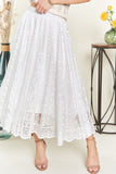 ADORA Elastic Waist Lace Midi Skirt