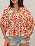 Printed Half Sleeve Blouse - Trendsi