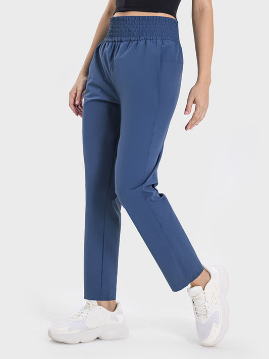 Pocketed High Waist Active Pants Trendsi