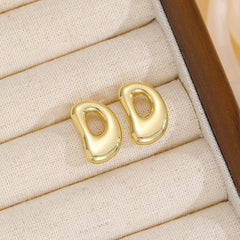 18K Gold-Plated Bubble Letter Stud Earrings - Trendsi