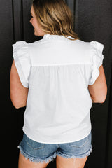 Plus Size Ruffled Notched Cap Sleeve Blouse Trendsi