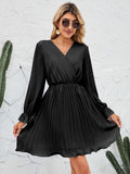 Surplice Flounce Sleeve Pleated Mini Dress - Flyclothing LLC