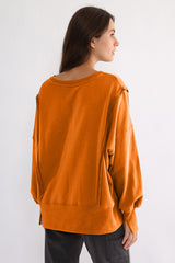 Exposed Seam High-Low Long Sleeve Sweatshirt - Trendsi